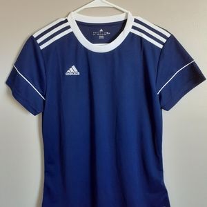 New, Adidas Climalite Dk Blue Soccer Shirt, Boy L